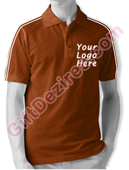 Designer Chestnut Brown and White Color Logo Printed T Shirts